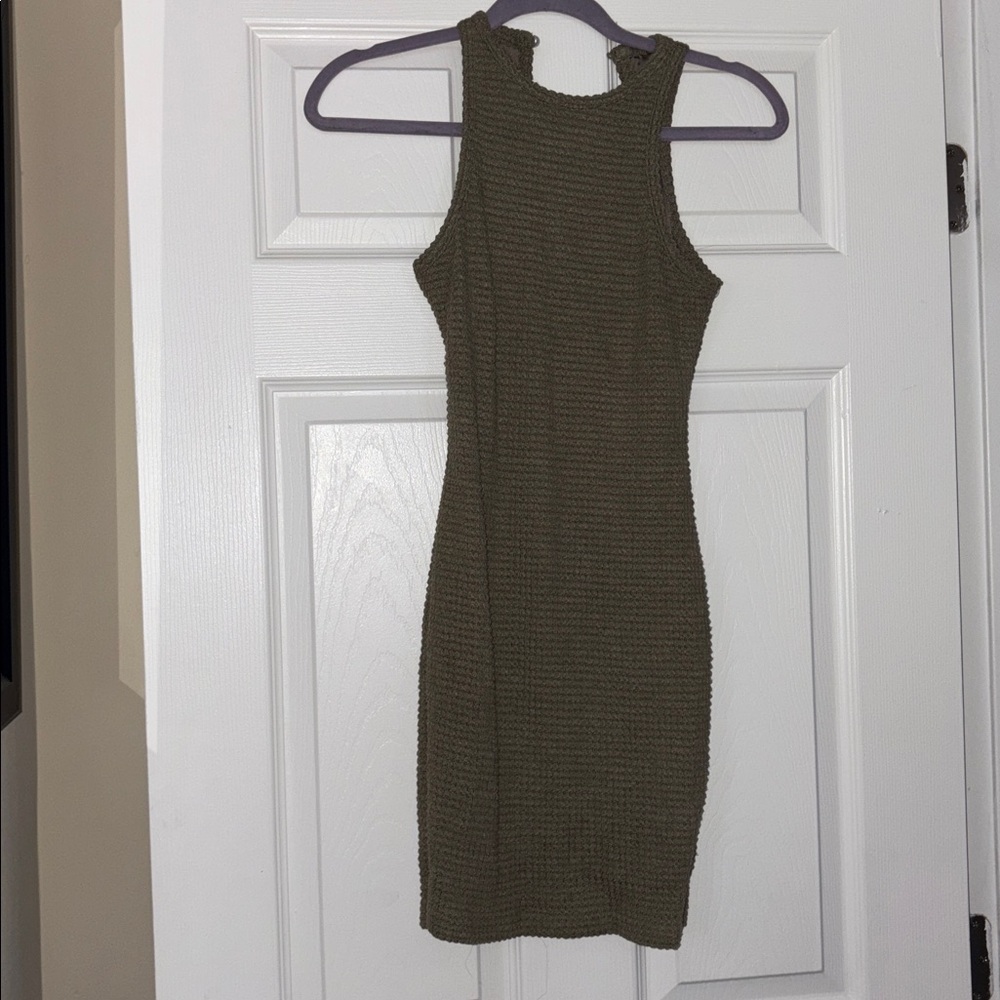 Green waffle dress